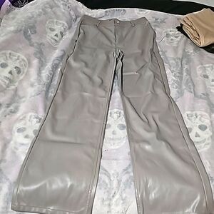 New grey faux leather pants